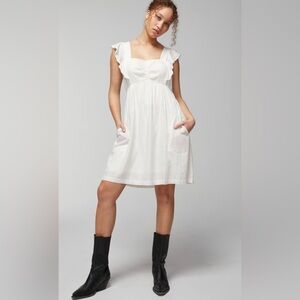 Soma White Ruffle Sleeve Square Neck Dress
